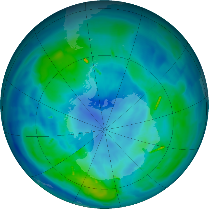Antarctic ozone map for 29 March 2011
